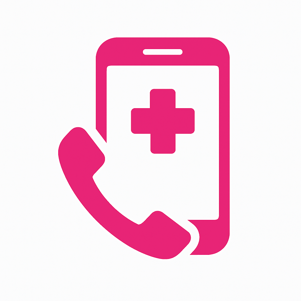 Ambetter Teledoc logo Ambetter Health Insurance telehealth icon featuring a pink smartphone and medical cross, symbolizing virtual doctor visits and convenient 24/7 remote care options.