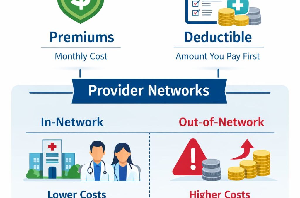 Health Insurance Network Costs comparison showing premiums and deductibles