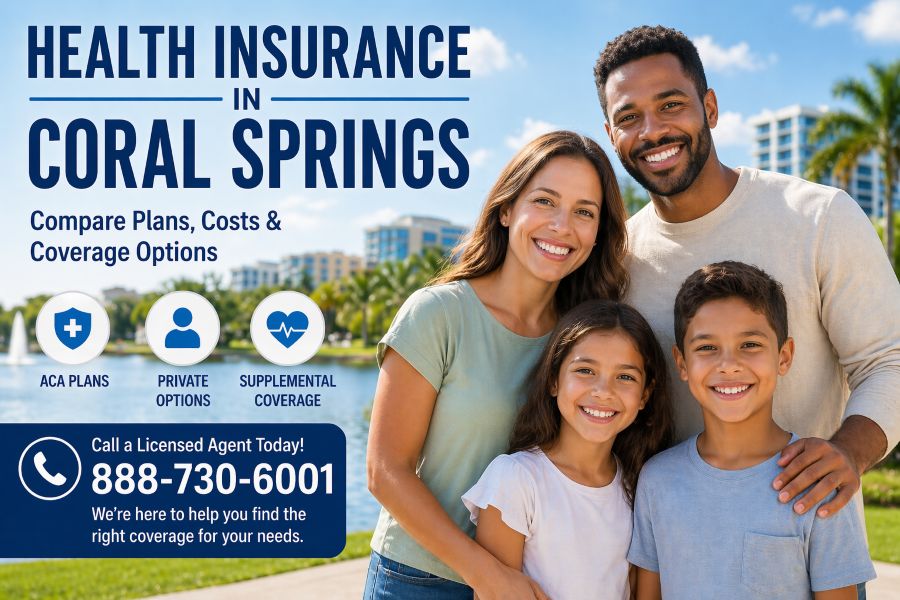 Health Insurance in Coral Springs family comparing ACA private and supplemental coverage plans