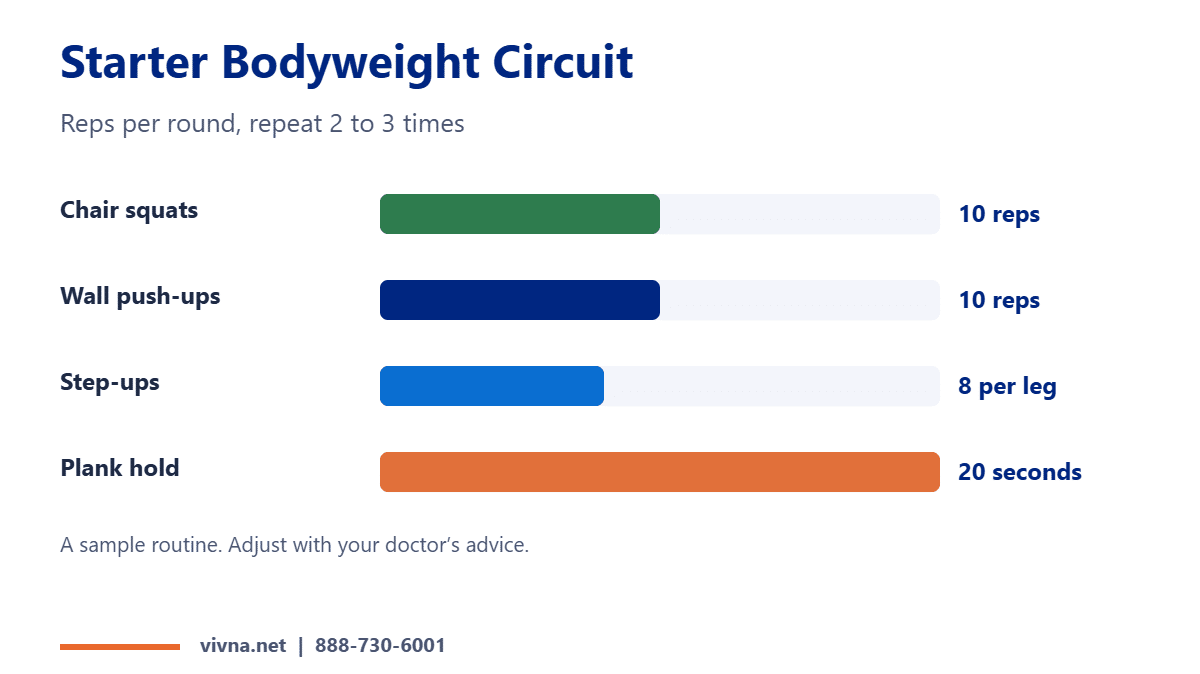 Bodyweight exercises starter circuit chart
