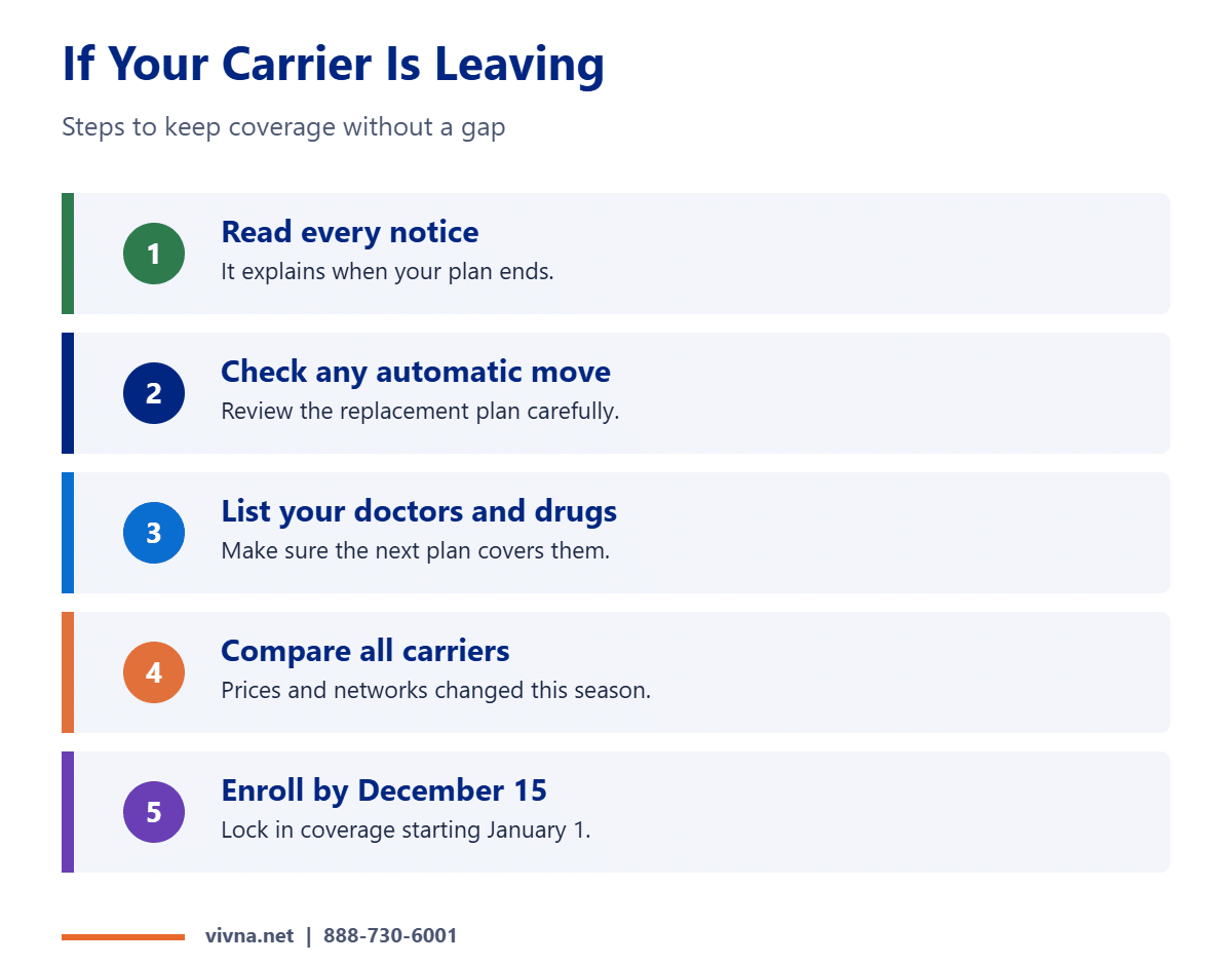 Carrier exits action steps for marketplace members