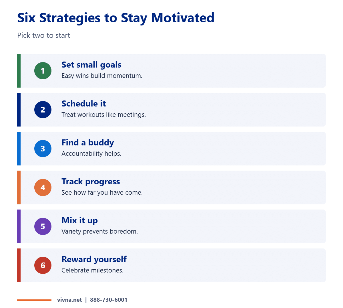 Six fitness goals and motivation strategies