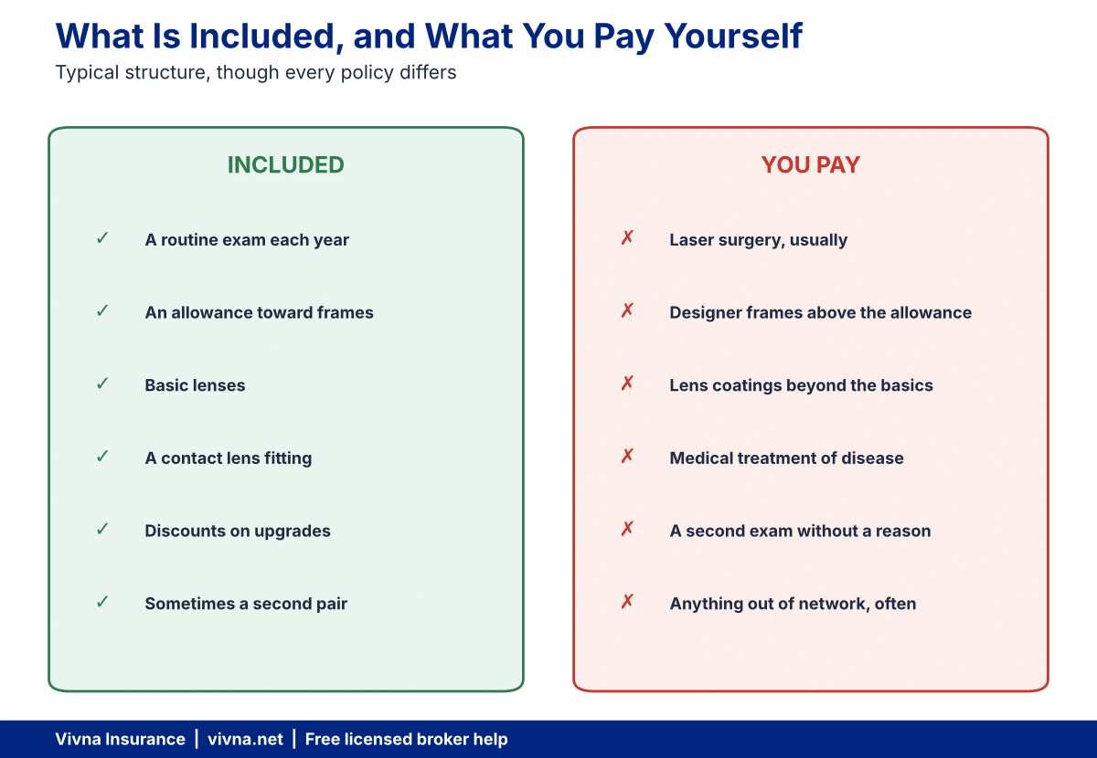Two-column graphic of what is included and what you pay for yourself