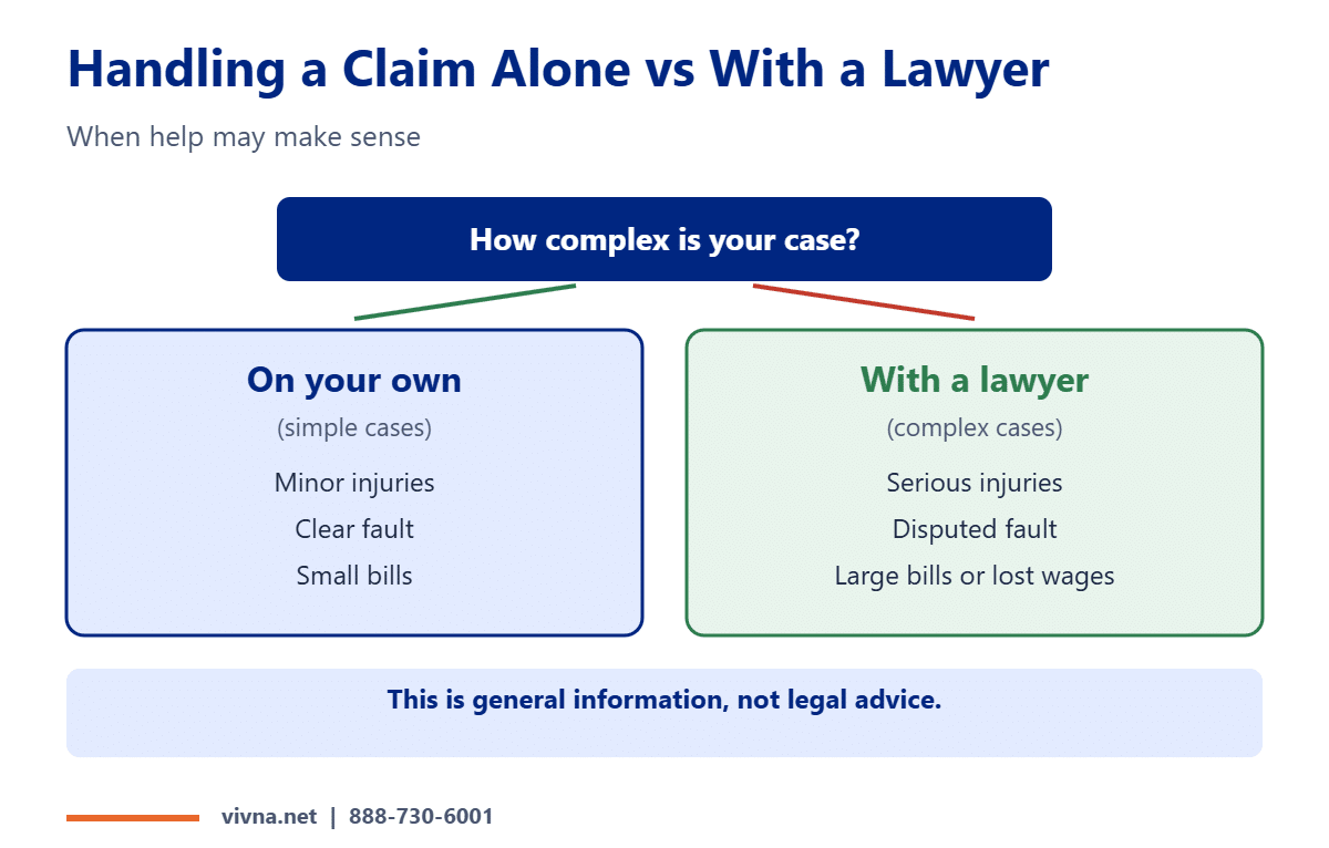 Injury claim alone vs with a lawyer comparison