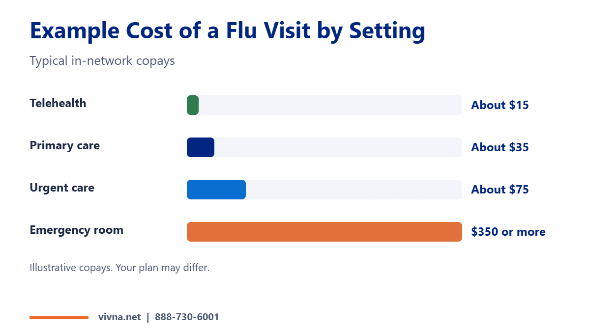 Urgent care and telehealth flu visit cost example